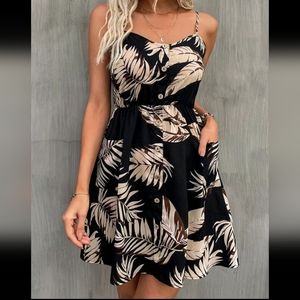 SHEIN VCAY Tropical Print Cami Dress